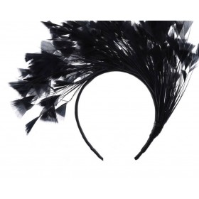 Haarband zwart met veertjes 
